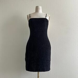 Vintage Windsor black fuzzy mini dress size M